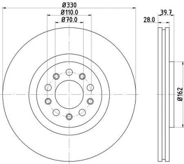 PRO JEEP гальмівний диск передн. CHEROKEE 2.4 13- HELLA 8DD 355 116-651