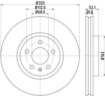 Гальмівний диск перед. A4/A5/A6/A7/Q5 07- 1.8-4.0 (PRO) 320mm HELLA 8DD355117-191