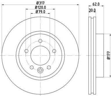 PRO LAND ROVER гальмівний диск передн. DISCOVERY III, DISCOVERY IV, RANGE ROVER SPORT I HELLA 8DD 355 118-641
