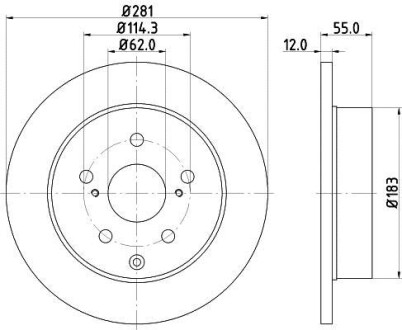 PRO TOYOTA гальмівнй диск задн. Rav 4 III,IV 2.0-2.2 06- HELLA 8DD 355 118-881