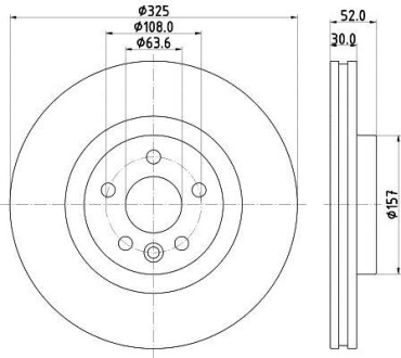 PRO LAND ROVER диск гальм. передній Range Rover Evoque 11-, Discovery Sport 14- HELLA 8DD 355 123-111