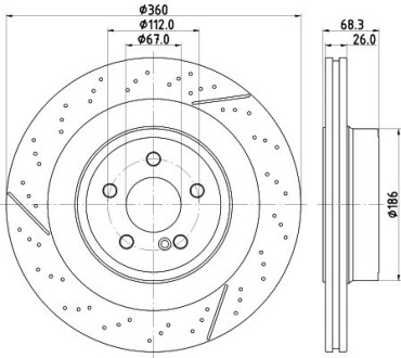 PRO HIGH CARBON DB гальмівний диск задн. C204, C218, W212, S212 HELLA 8DD 355 126-871