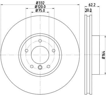 PRO HIGH CARBON BMW диск гальмівний передній X5 E70,X6 E71 xDrive 06- HELLA 8DD 355 129-291