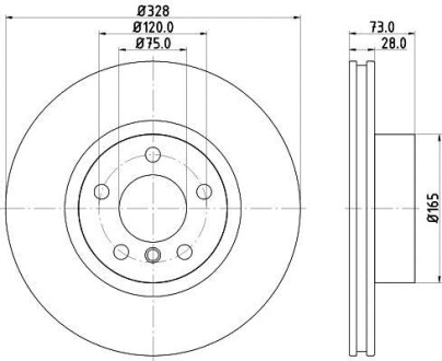 PRO HIGH CARBON BMW Диск гальмівний передній X3 10- HELLA 8DD 355 129-631