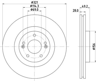 PRO HYUNDAI гальмівний диск передн. ix55, Santa Fe II, Kia Sorento II 06- HELLA 8DD 355 131-351