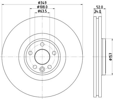 PRO HIGH CARBON LAND ROVER гальмівний диск передн. DISCOVERY SPORT, RANGE ROVER EVOQUE HELLA 8DD 355 131-961 (фото 1)