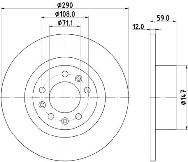 PRO PEUGEOT Диск гальмівний задн. 508 2.0 14-18 HELLA 8DD 355 132-841