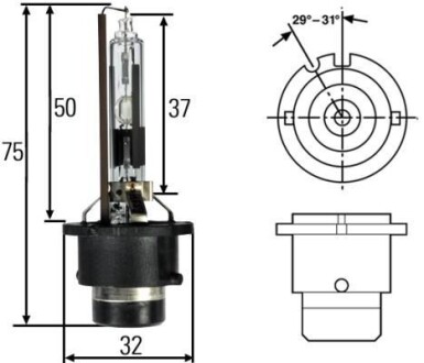 D2R 85V 35W Газорозрядна лампа XENON STANDARD HELLA 8GS 007 001-151