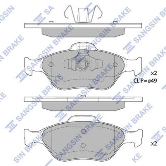 Комплект гальмівних колодок з 4 шт. дисків Hi-Q (SANGSIN) SP1565