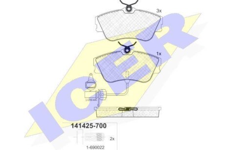 Комплект гальмівних колодок (дискових) ICER 141425-700