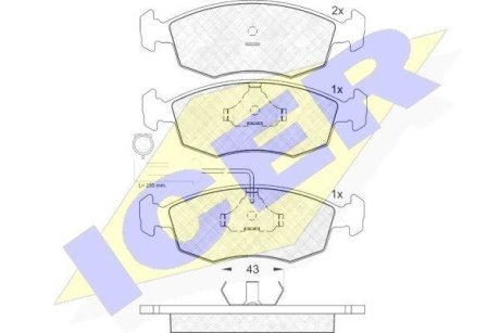 Колодки гальмівні дискові передні FIAT Palio 96-20 ICER 181227