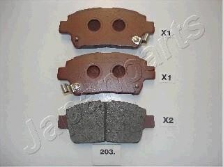 TOYOTA гальмівні колодки передн. Corolla 02-,Yaris JAPANPARTS PA-203AF (фото 1)