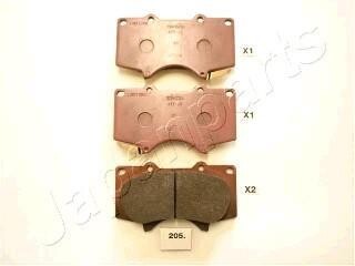 TOYOTA гальмівні колодки передн.Land Cruiser 02-,Fortuner,Mitsubishi Pajero IV 07- JAPANPARTS PA-205AF (фото 1)