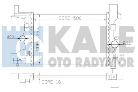 Радиатор охлаждения Chevrolet Cruze 1.6, 1.8 (09-), Orlando (10-) 1.8i, Astra J (10-) 1.4i, 1.6i, 1.8i МКПП OTO RADYATOR Kale 349200