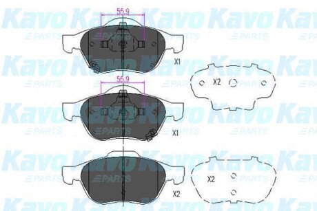 PARTS TOYOTA Гальмівні колодки AVENSIS 01-03 KAVO KBP-9075