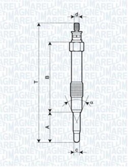 Свічка розжарювання FORD, AUDI, CITROEN, FIAT [062900000304] MAGNETI MARELLI UC11A (фото 1)