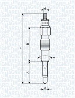 Свічка розжарювання CITROEN JUMPER, RELAY FIAT DUCATO IVECO DAILY RENAULT MASTER II [062900040304] MAGNETI MARELLI UC37A