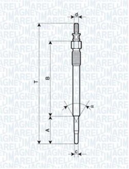 Свічка розжарювання CITROEN C1,C2,C3,C4,C5,XSARA FORD FIESTA V,FUSION,FOCUS II MAZDA 2 PEUGEOT 107,206,307,407,1007 [062900022304] MAGNETI MARELLI UY1A