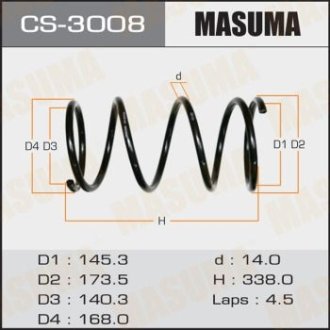 Пружина підвіски передня Mitsubishi Lancer (03-11) (CS-3008) MASUMA CS3008