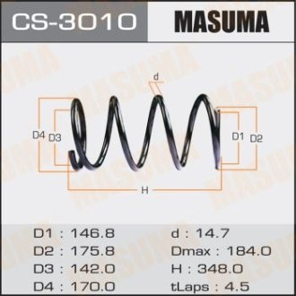 Пружина подвески передняя Mitsubishi Outlander (08-14) (CS-3010) MASUMA CS3010