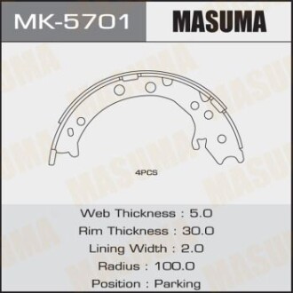 Колодки тормозные стояночного тормоза MASUMA MK5701