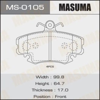 Колодки тормозные AN-4014K, P68008 передн RENAULT LOGAN MCV II 1.5 dCi (MS-0105) MASUMA MS0105