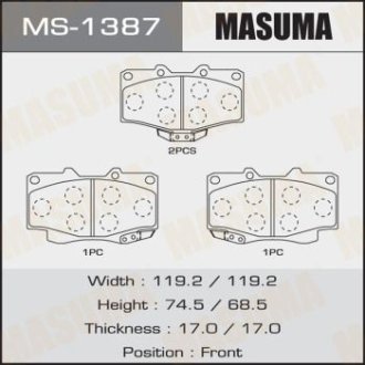 Колодки тормозные AN-458WK, NP1098, P83009 передн TOYOTA FORTUNER (MS-1387) MASUMA MS1387