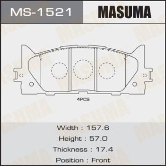 Колодки тормозные передн Toyota Camry (06-) (MS-1521) MASUMA MS1521