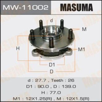 Маточина колеса переднього у зборі з підшипником Toyota Auris (06-), Avensis (11-), Corolla (06-), RAV 4 (05-) (MW-11002) MASUMA MW11002