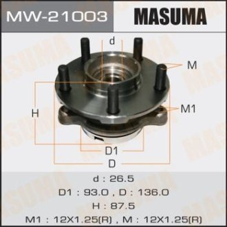 Ступица колеса переднего в сборе с подшипником Infinity FX 35 (02-12) G 37 (08-), M 37 (10-) 2WD (MW-21003) MASUMA MW21003