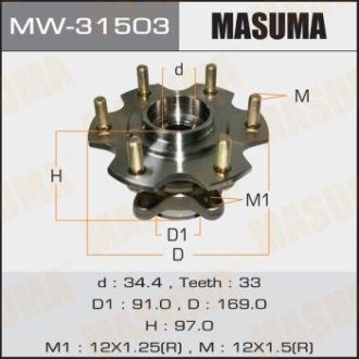 Ступица колеса заднего в сборе с подшипником Mitsubishi Pajero (00-06) (MW-31503) MASUMA MW31503