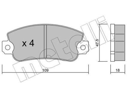 Комплект гальмівних колодок з 4 шт. дисків Metelli 22-0033-0