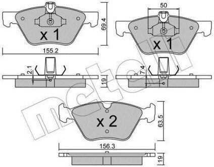 Комплект гальмівних колодок (дискових) Metelli 22-0252-1