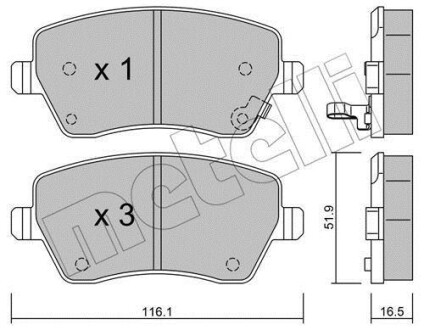 Комплект гальмівних колодок (дискових) Metelli 22-0485-1