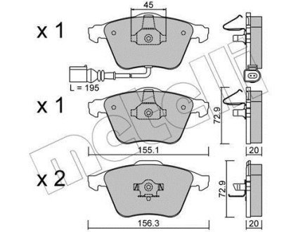 Комплект гальмівних колодок (дискових) Metelli 22-0549-2