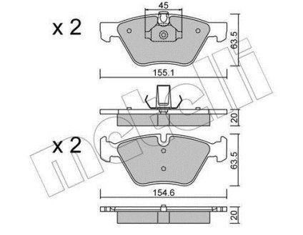 Комплект гальмівних колодок (дискових) Metelli 22-0557-3 (фото 1)