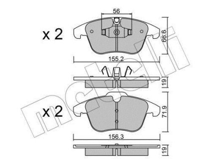 Комплект гальмівних колодок (дискових) Metelli 22-0675-4