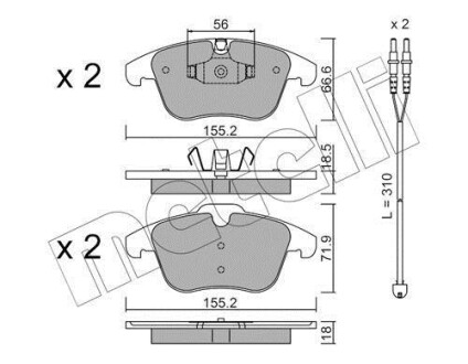 Комплект гальмівних колодок (дискових) Metelli 22-0675-5K