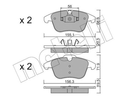 Комплект гальмівних колодок (дискових) Metelli 22-0675-6