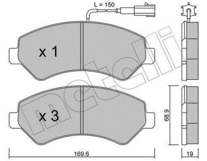 Комплект гальмівних колодок (дискових) Metelli 22-0709-0