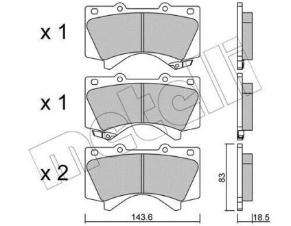 Комплект гальмівних колодок (дискових) Metelli 22-0821-0 (фото 1)