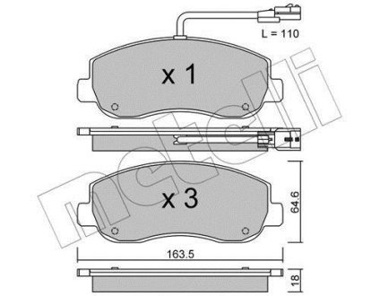 Комплект гальмівних колодок (дискових) Metelli 22-0898-0