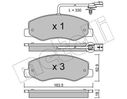 Комплект гальмівних колодок (дискових) Metelli 22-0900-0