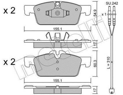 Комплект гальмівних колодок (дискових) Metelli 22-0916-0K (фото 1)