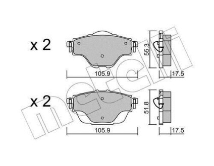 Комплект гальмівних колодок (дискових) Metelli 22-0988-0 (фото 1)