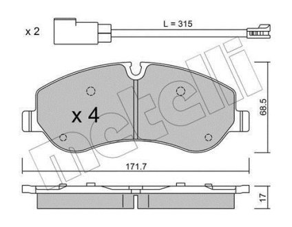 Комплект гальмівних колодок (дискових) Metelli 22-0990-0