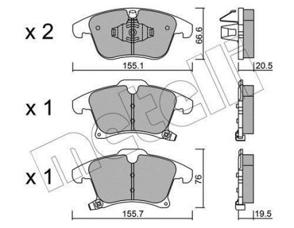 Комплект гальмівних колодок (дискових) Metelli 22-1039-0