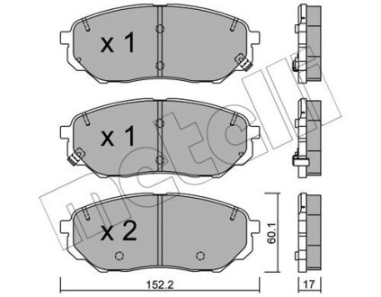 Комплект гальмівних колодок (дискових) Metelli 22-1096-0