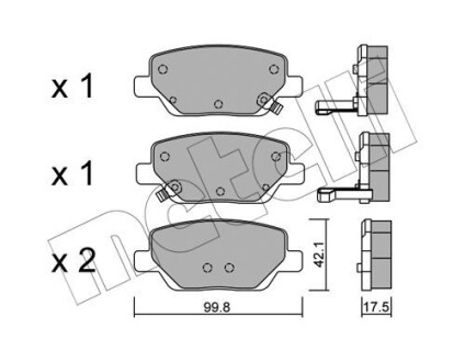 Комплект гальмівних колодок (дискових) Metelli 22-1104-0