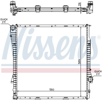 BMW Радіатор охолодження двиг. X5 E53 3.0d/3.0i (590x589x26) NISSENS 60789A